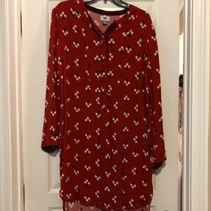 Burnt orange tunic with brown and white squares
